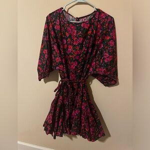 Vici Floral Mini Dress in Black and Pink